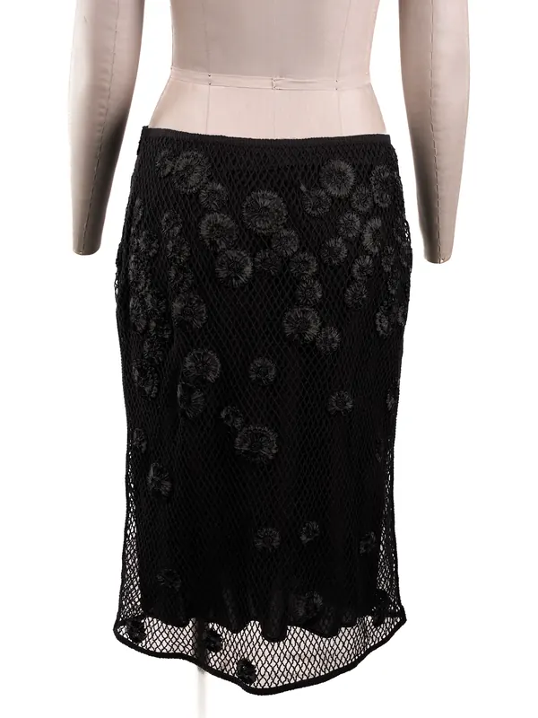 Black Floral Lace Skirt — back view