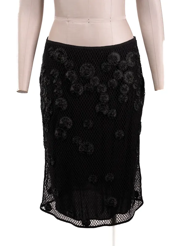 Black Floral Lace Skirt — front view