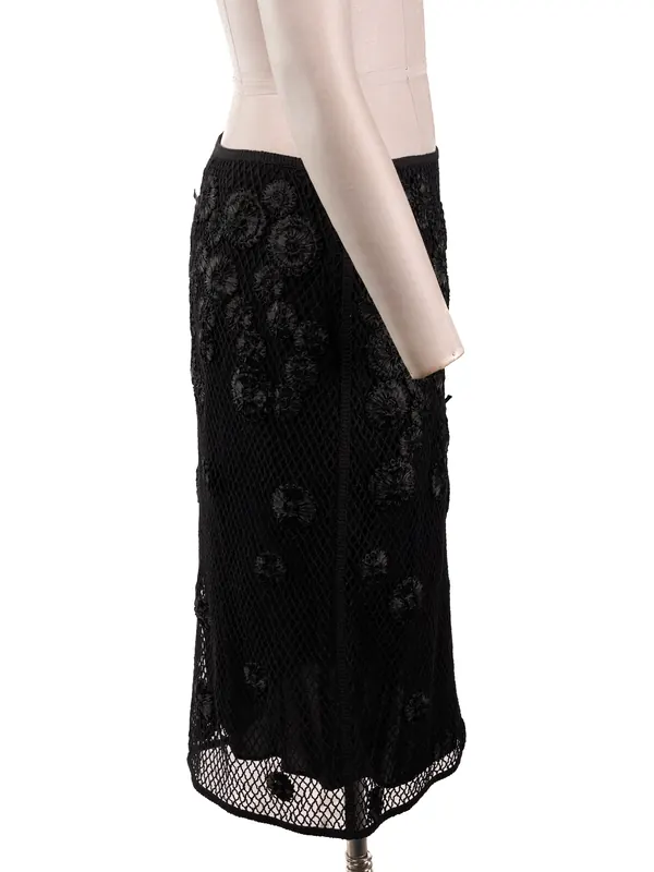 Black Floral Lace Skirt — side view