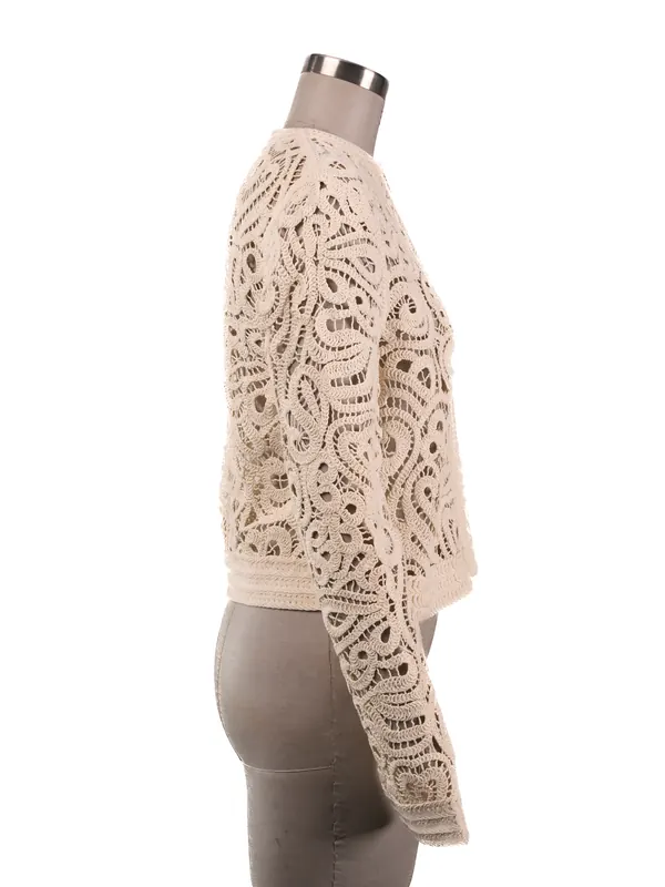 Ivory Cutwork Zip Jacket — side view