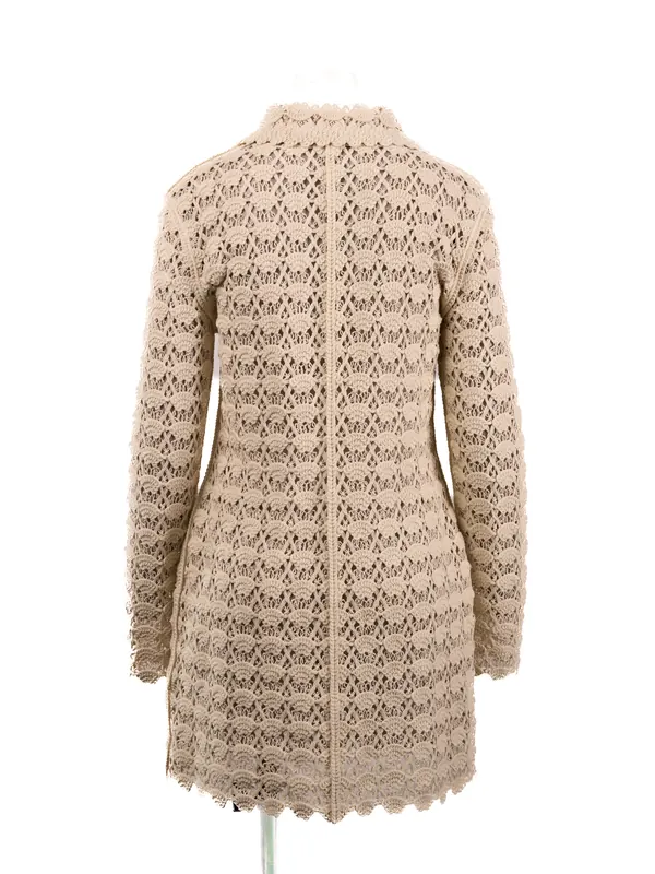 Ivory Crochet Coat — back view