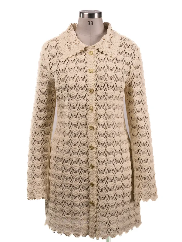 Ivory Crochet Coat — front view