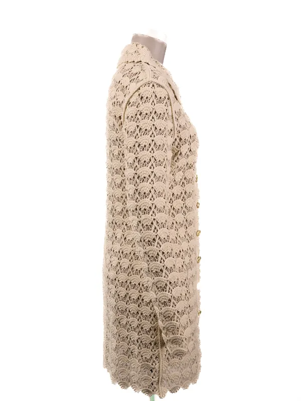 Ivory Crochet Coat — side view