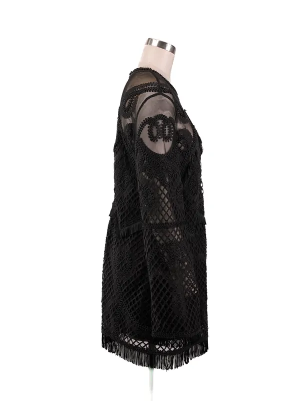 Black Openwork Lace Tunic — side view