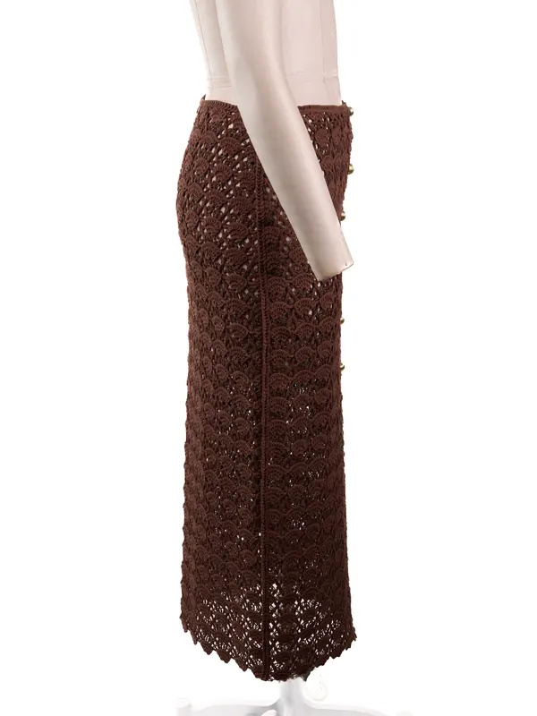 Cocoa Crochet Midi Skirt — side view