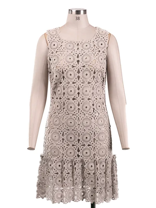 Stone Circular Lace Dress — front view