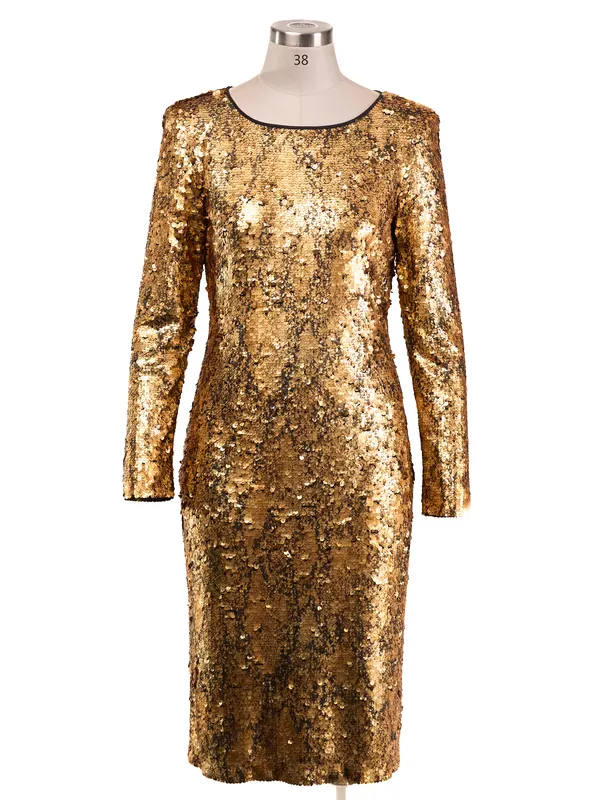 Antique Gold Sequin Dress — front view