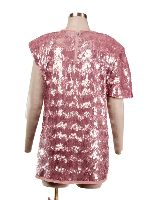 Rose Sequin Tee Dress — back view