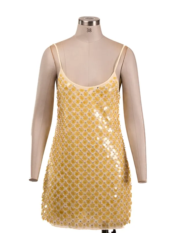 Lemon Sequin Mini Dress — front view