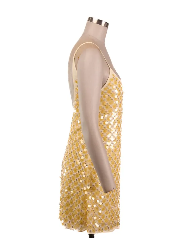 Lemon Sequin Mini Dress — side view