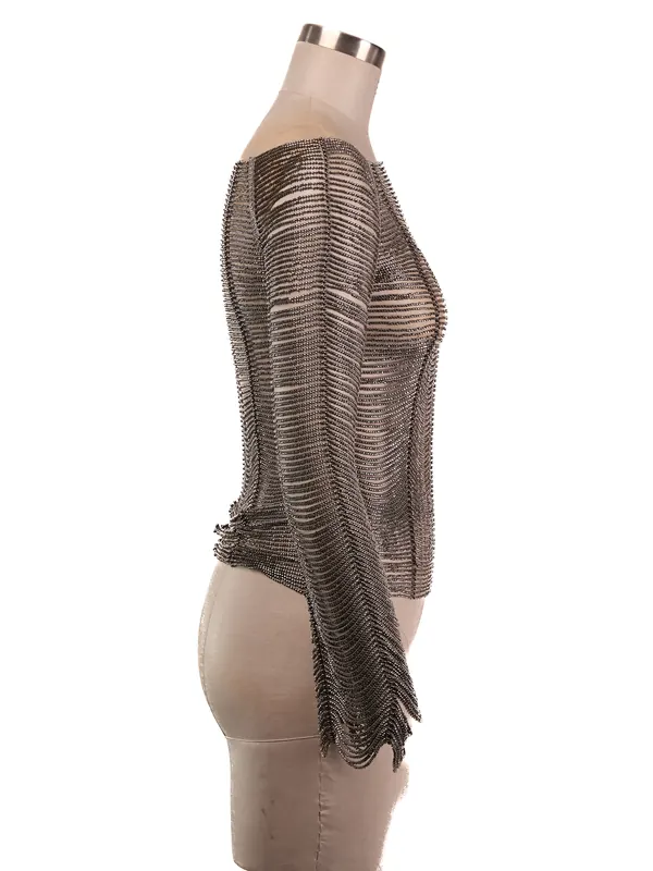 Bronze Mesh Long-sleeve Top — side view