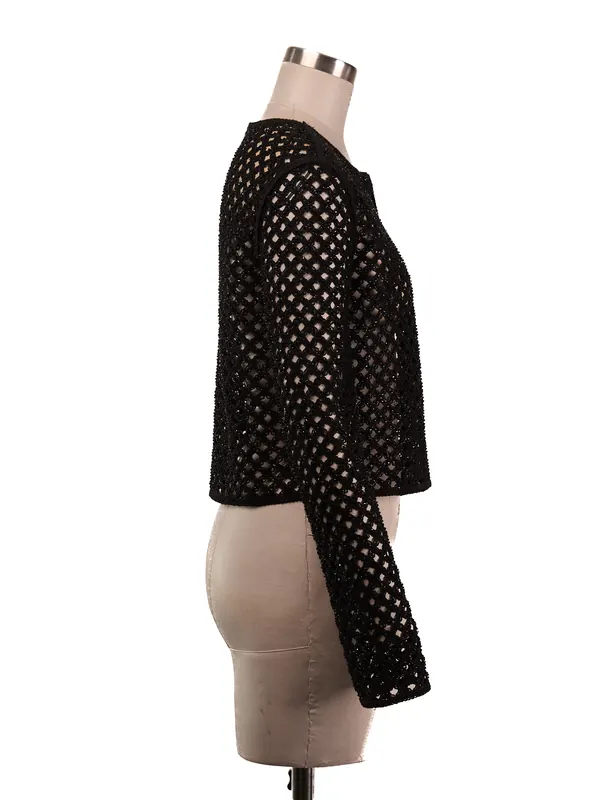 Black Crochet Cardigan — side view