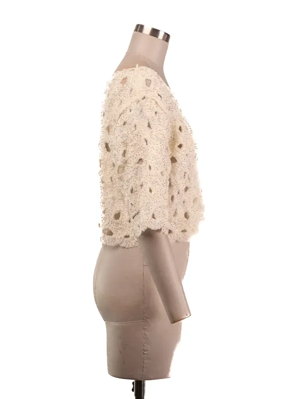 Ivory Textured Crop Top — side view