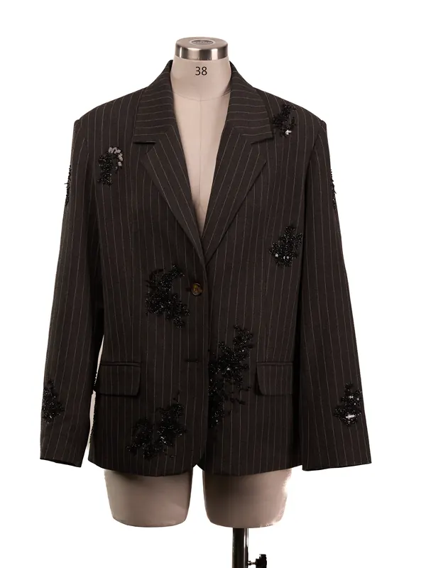 Embellished Pinstripe Blazer — front view