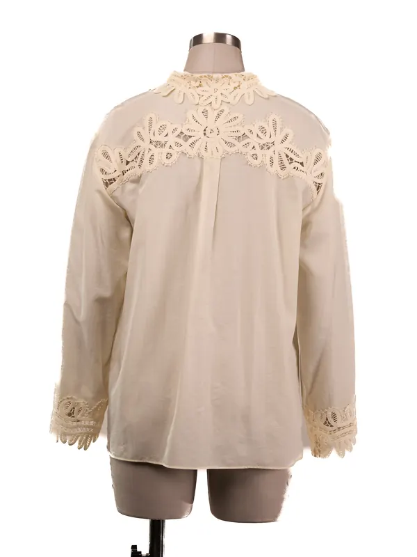Ivory Lace-trim Blouse — back view