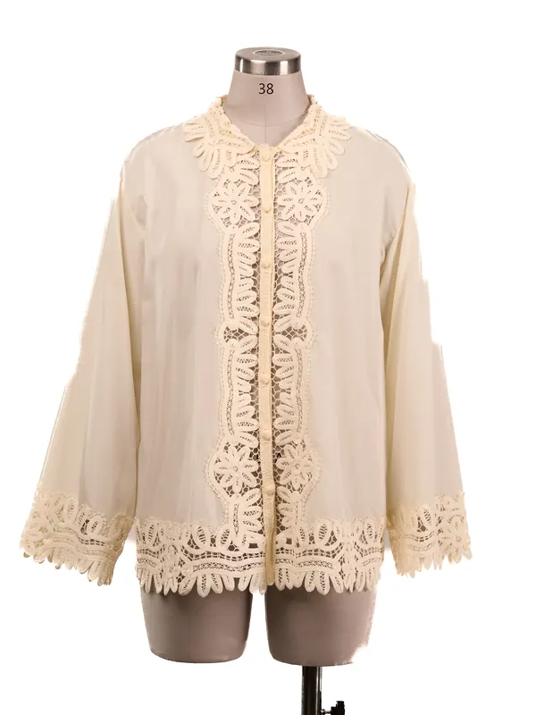 Ivory Lace-trim Blouse — front view