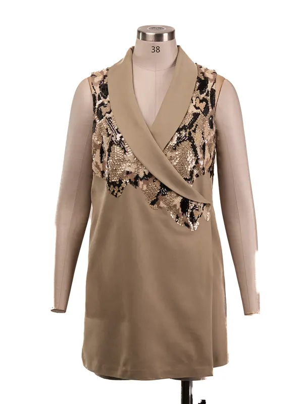 Sequin-collar Wrap Dress — front view
