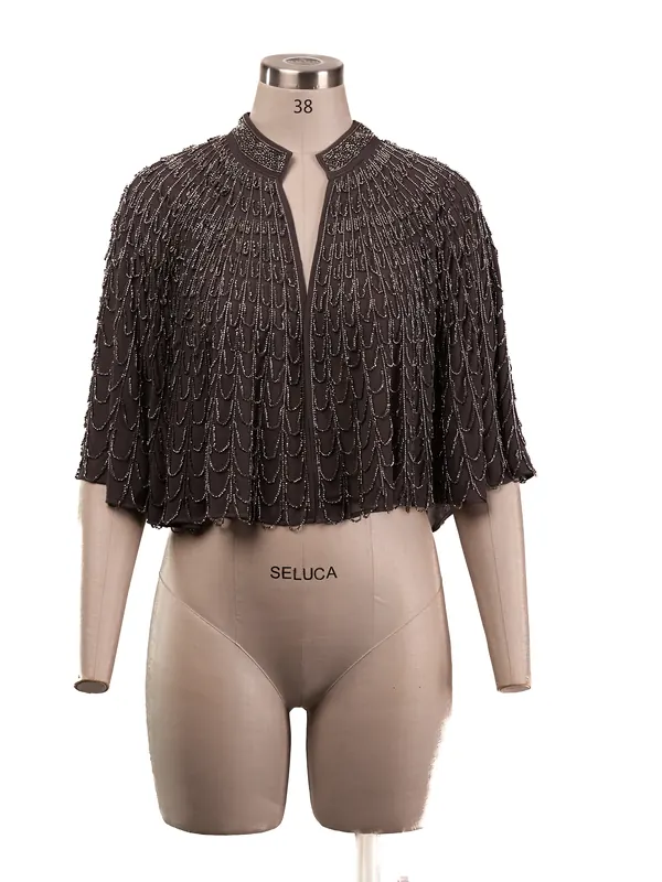 Metallic Knit Capelet — front view