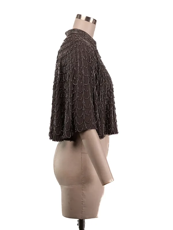 Metallic Knit Capelet — side view