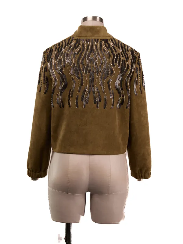 Embellished Suede Jacket — back view