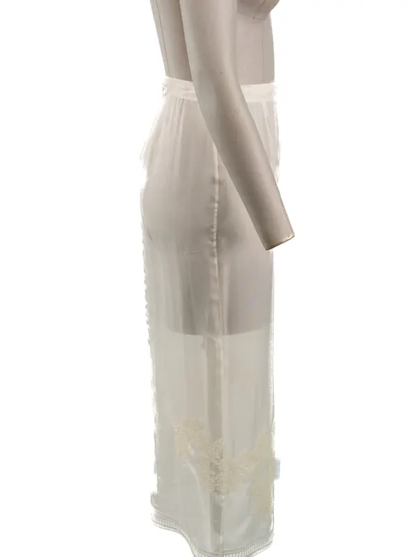 Ivory Embroidered Sheer Midi Skirt — side view