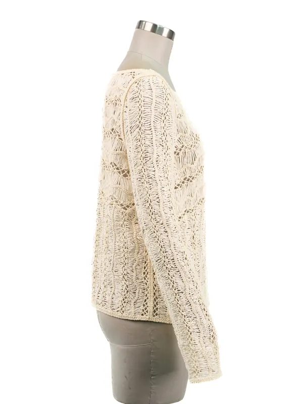 Cream Crochet Peplum Top — side view