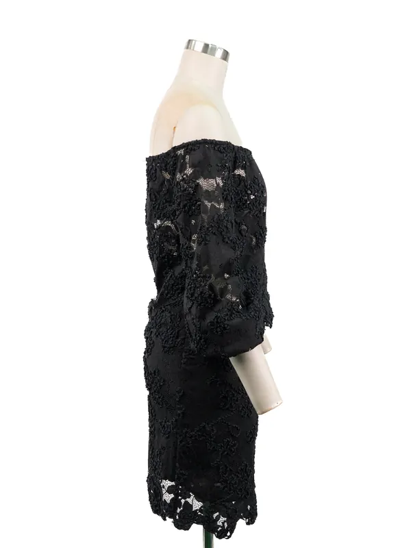 Black Off-shoulder Lace Dress — side view