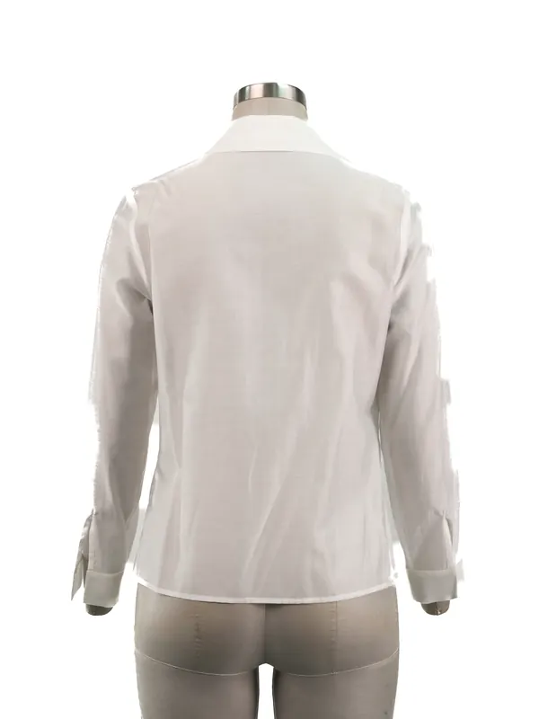 Ivory Embroidered Tie-front Blouse — back view