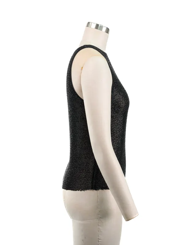 Black Metallic Knit Tank — side view