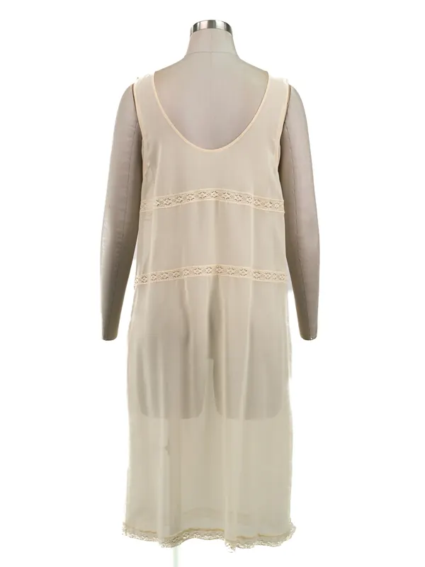 Ivory Ruffle-trim Chiffon Dress — back view