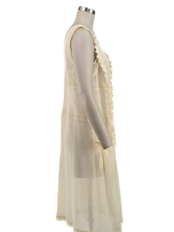 Ivory Ruffle-trim Chiffon Dress — side view