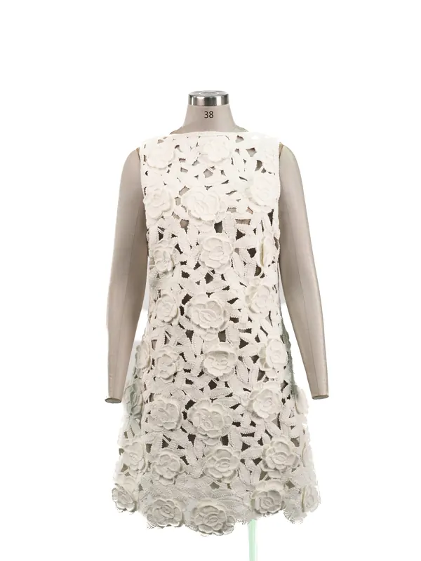 Ivory Cutwork Bow-back Shift Dress — front view