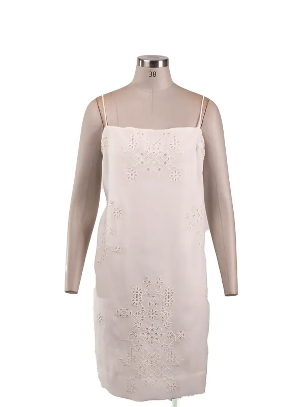 Ivory Embroidered Slip Dress — front view