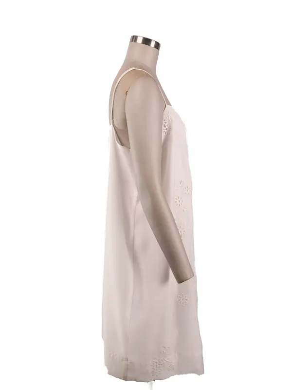 Ivory Embroidered Slip Dress — side view