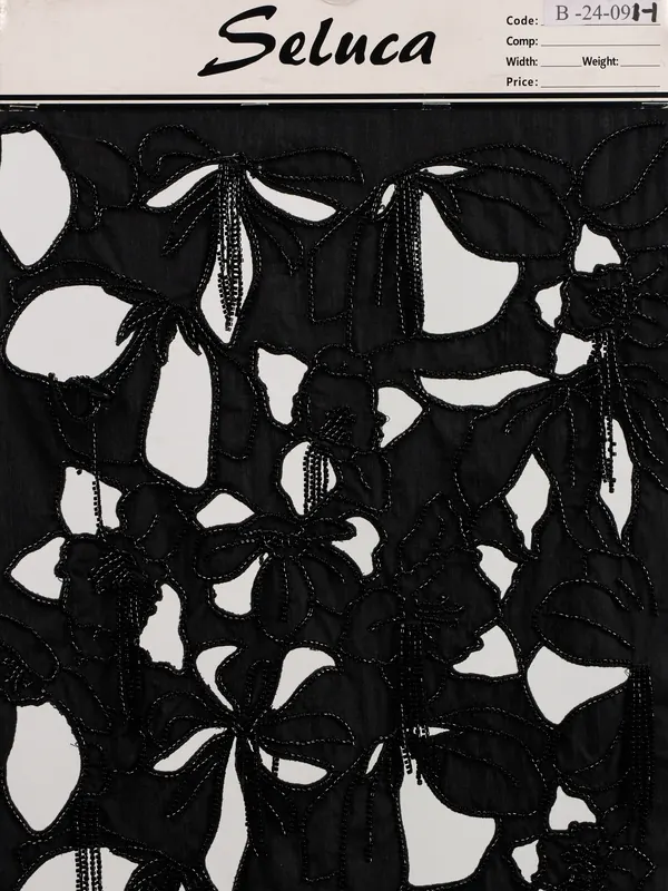 Black Floral Cutwork Swatch — swatch view