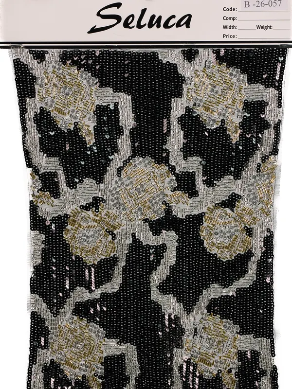 Black Gold Floral Sequin Swatch — swatch view