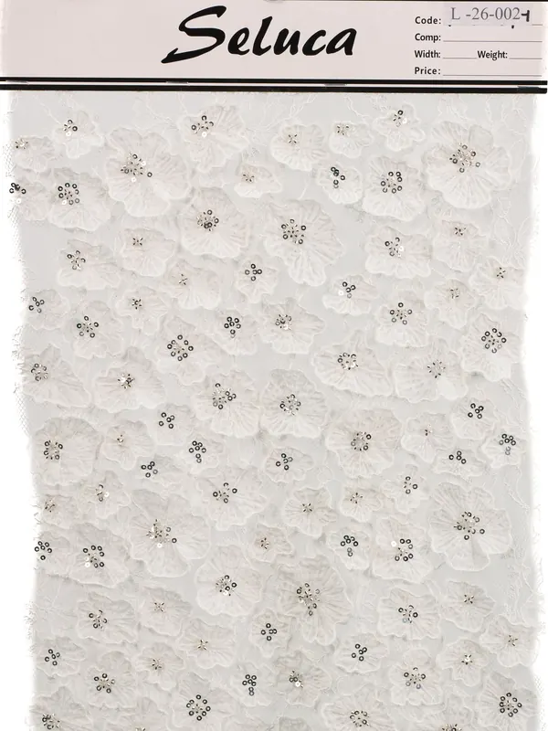 Ivory Floral Sequin Swatch — swatch view