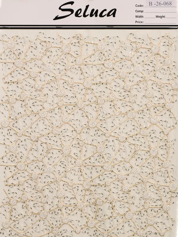 Ivory Beaded Lace Swatch — swatch view